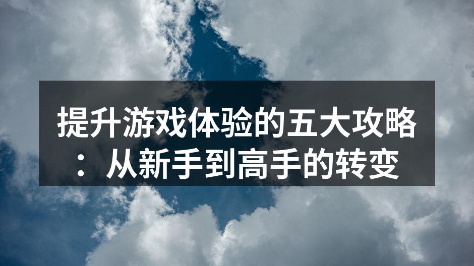 提升游戏体验的五大攻略：从新手到高手的转